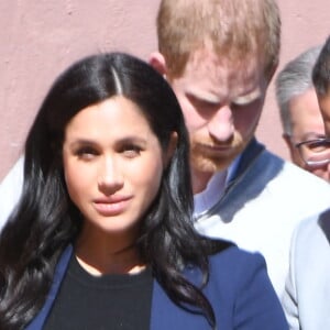 Le prince Harry, duc de Sussex, et Meghan Markle, duchesse de Sussex, enceinte, visitent le "Lycée Qualifiant Grand Atlas" dans le cadre de leur voyage officiel au Maroc, le 24 février 2019.  The Duke and Duchess visit the local Secondary School meeting students and teachers. Morocco, February 24th, 2019.24/02/2019 - Asni