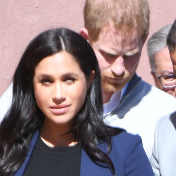Le prince Harry, duc de Sussex, et Meghan Markle, duchesse de Sussex, enceinte, visitent le "Lycée Qualifiant Grand Atlas" dans le cadre de leur voyage officiel au Maroc, le 24 février 2019.  The Duke and Duchess visit the local Secondary School meeting students and teachers. Morocco, February 24th, 2019.24/02/2019 - Asni