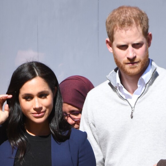 Le prince Harry, duc de Sussex, et Meghan Markle, duchesse de Sussex, enceinte, visitent le "Lycée Qualifiant Grand Atlas" dans le cadre de leur voyage officiel au Maroc, le 24 février 2019.  The Duke and Duchess visit the local Secondary School meeting students and teachers. Morocco, February 24th, 2019.24/02/2019 - Asni