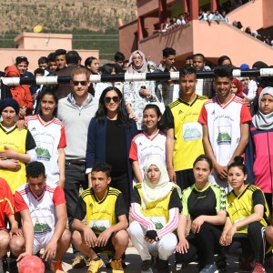 Le prince Harry, duc de Sussex, et Meghan Markle, duchesse de Sussex, enceinte, visitent le "Lycée Qualifiant Grand Atlas" dans le cadre de leur voyage officiel au Maroc, le 24 février 2019.  The Duke and Duchess visit the local Secondary School meeting students and teachers. Morocco, February 24th, 2019.24/02/2019 - Asni