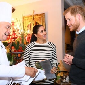 Le prince Harry, duc de Sussex et Meghan Markle (enceinte), duchesse de Sussex en visite à la Villa des Ambassadeurs à Rabat lors de leur voyage officiel au Maroc. Le 25 février 2019