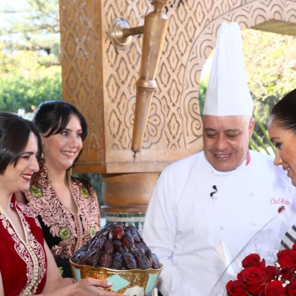 Le prince Harry, duc de Sussex et Meghan Markle (enceinte), duchesse de Sussex en visite à la Villa des Ambassadeurs à Rabat lors de leur voyage officiel au Maroc. Le 25 février 2019