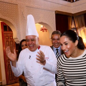 Le prince Harry, duc de Sussex et Meghan Markle (enceinte), duchesse de Sussex en visite à la Villa des Ambassadeurs à Rabat lors de leur voyage officiel au Maroc. Le 25 février 2019