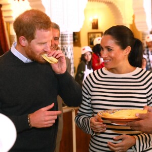 Le prince Harry, duc de Sussex et Meghan Markle (enceinte), duchesse de Sussex en visite à la Villa des Ambassadeurs à Rabat lors de leur voyage officiel au Maroc. Le 25 février 2019