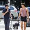 Exclusif - Zachary Quinto et son compagnon Miles McMillan promènent leurs chiens dans le quartier d'East Village à New York, le 12 aout 2018.