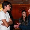 Exclusif - Alain-Fabien Delon reçoit la visite de son oncle Jean-François Delon en présence de sa compagne Capucine Anav lors de la dédicace de son roman "De la race des seigneurs" aux éditions Stock à la FNAC des Ternes à Paris le 14 février 2019. © Sébastien Valiela/Bestimage