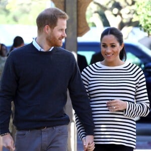 Le prince Harry, duc de Sussex et Meghan Markle (enceinte), duchesse de Sussex en visite à la Villa des Ambassadeurs à Rabat lors de leur voyage officiel au Maroc. Le 25 février 2019