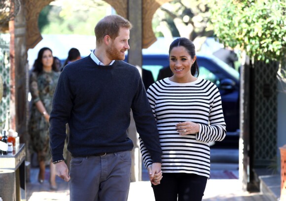 Le prince Harry, duc de Sussex et Meghan Markle (enceinte), duchesse de Sussex en visite à la Villa des Ambassadeurs à Rabat lors de leur voyage officiel au Maroc. Le 25 février 2019