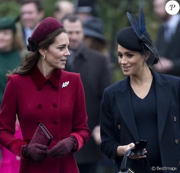 Catherine Kate Middleton, la duchesse de Cambridge et Meghan Markle, la duchesse de Sussex enceinte - La famille royale britannique se rend à la messe de Noël à l'église Sainte-Marie-Madeleine à Sandringham, le 25 décembre 2018.