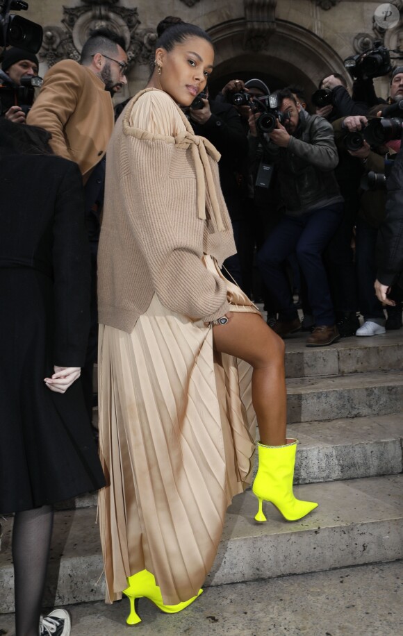 Tina Kunakey (enceinte) - Arrivées au défilé de mode prêt-à-porter autome-hiver 2019/2020 "Stella McCartney" à Paris le 4 mars 2019. © Veeren-CVS/Bestimage