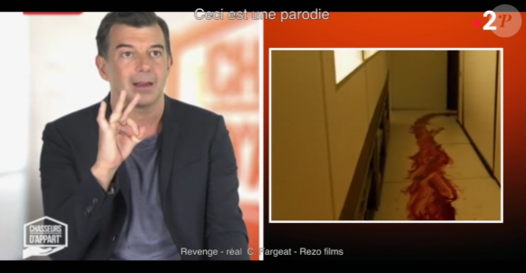 La parodie de "Chasseurs d'appart" (M6) dans laquelle Stéphane Plaza tente de vendre la maison de Xavier Dupont de Ligonnès dans "On n'est pas couché" (France 2) le 9 mars 2019.