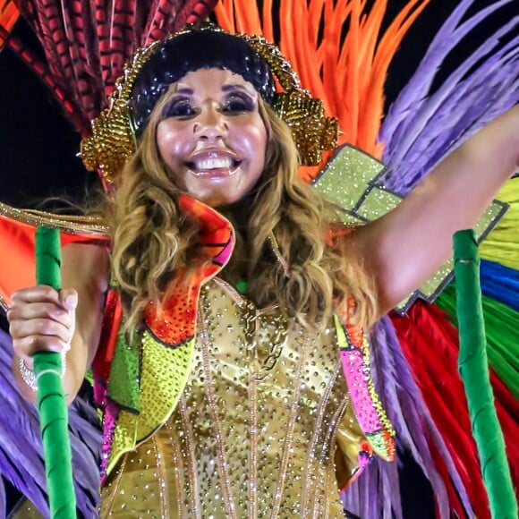 Exclusif - Cathy Guetta défile sur le char de l'école de samba "Academicos do Grande Rio" lors du carnaval de Rio de Janeiro, Brésil, le 4 mars 2019. © Denis Raphaël/Carnavalderio.fr/Bestimage