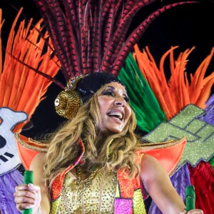 Exclusif - Cathy Guetta défile sur le char de l'école de samba "Academicos do Grande Rio" lors du carnaval de Rio de Janeiro, Brésil, le 4 mars 2019. © Denis Raphaël/Carnavalderio.fr/Bestimage