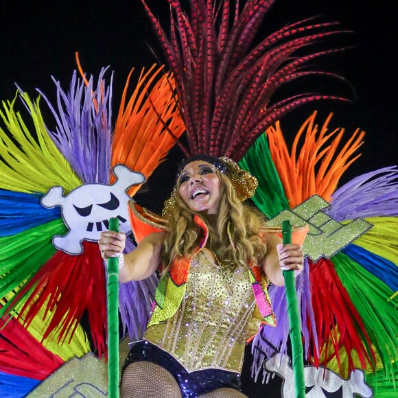 Exclusif - Cathy Guetta défile sur le char de l'école de samba "Academicos do Grande Rio" lors du carnaval de Rio de Janeiro, Brésil, le 4 mars 2019. © Denis Raphaël/Carnavalderio.fr/Bestimage