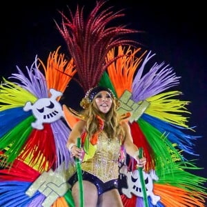 Exclusif - Cathy Guetta défile sur le char de l'école de samba "Academicos do Grande Rio" lors du carnaval de Rio de Janeiro, Brésil, le 4 mars 2019. © Denis Raphaël/Carnavalderio.fr/Bestimage