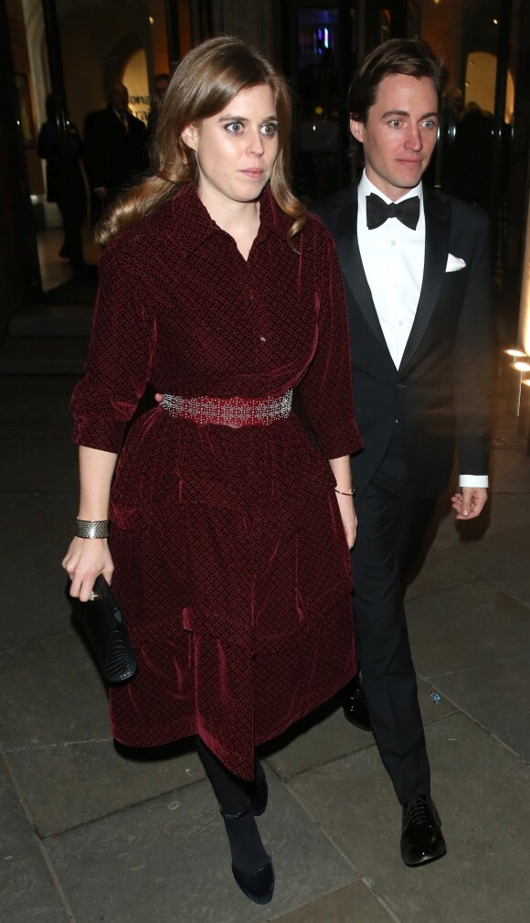 La princesse Beatrice d'York et son compagnon Edoardo Mapelli Mozzi assistaient le 12 mars 2019 à Londres au gala de bienfaisance de la National Portrait Gallery pour la rénovation du musée, événement baptisé "Inspiring People".