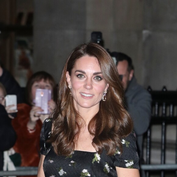 La duchesse Catherine de Cambridge (Kate Middleton), en robe Alexander McQueen, assistait le 12 mars 2019 à Londres au gala de bienfaisance de la National Portrait Gallery pour la rénovation du musée, événement baptisé "Inspiring People".