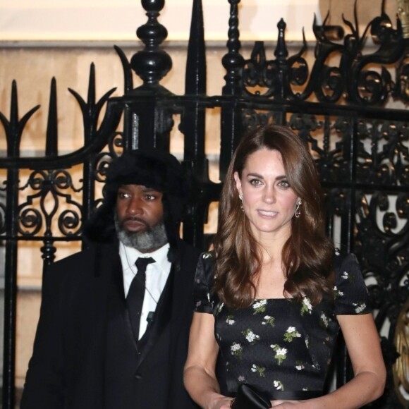La duchesse Catherine de Cambridge (Kate Middleton), en robe Alexander McQueen, assistait le 12 mars 2019 à Londres au gala de bienfaisance de la National Portrait Gallery pour la rénovation du musée, événement baptisé "Inspiring People".