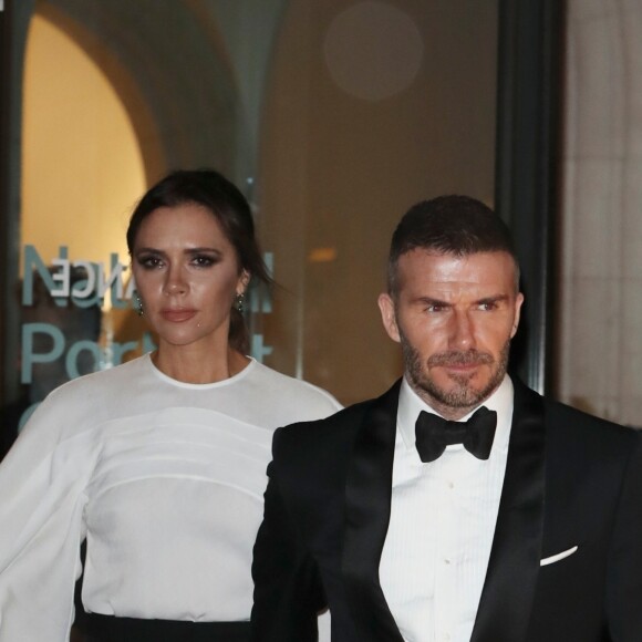 Victoria Beckham et son mari David assistaient le 12 mars 2019 à Londres au gala de bienfaisance de la National Portrait Gallery pour la rénovation du musée, événement baptisé "Inspiring People".