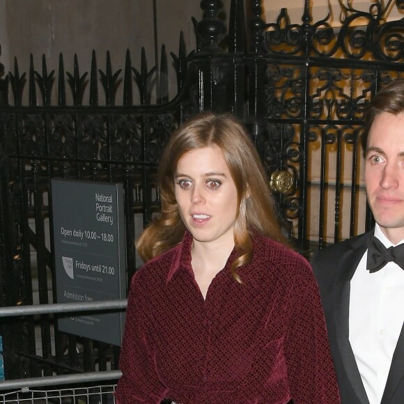 La princesse Beatrice d'York et son compagnon Edoardo Mapelli Mozzi assistaient le 12 mars 2019 à Londres au gala de bienfaisance de la National Portrait Gallery pour la rénovation du musée, événement baptisé "Inspiring People".