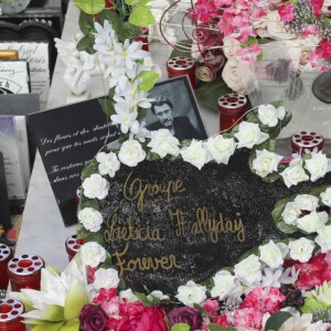 Exclusif - Sépulture fleurie de Johnny Hallyday au cimetière marin de Lorient à Saint-Barthélemy, le 16 février 2019.