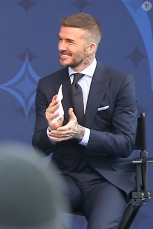 David Beckham a sa statue devant le stade du Los Angeles Galaxy. Le 2 mars 2019.