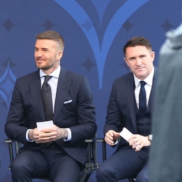 David Beckham a sa statue devant le stade du Los Angeles Galaxy. Le 2 mars 2019.