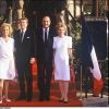 Ronald Reagan et sa femme Nancy lors de leur rencontre avec Jacques et Bernadette Chirac à Paris en 1984.