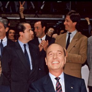 Jacques et Bernadette Chirac en meeting pour les élections présidentielles de 1988.