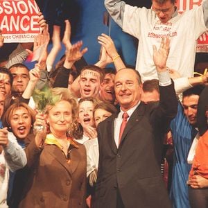 Meeting de Jacques Chirac avec Bernadette à Marseille, en 2002.