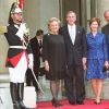 Jacques et Bernadette Chirac avec le président américain George W. Bush et sa femme à l'Elysée en 2002.