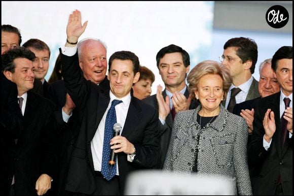 Bernadette Chirac avec Nicolas Sarkozy, lors de son élection à la tête de l'UMP en 2004.