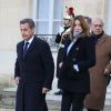 Nicolas Sarkozy et Carla Bruni Sarkozy - Réunion à l'Élysée avec les chefs d'État et de gouvernement étrangers et les hommes politiques français avant le début de la marche républicaine à Paris le 11 janvier 2015