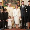 Le pricne Felix et la princesse Claire de Luxembourg en famille (avec leur fille Amalia) au Vatican lors d'une audience accordée par le pape François le 21 mars 2016
