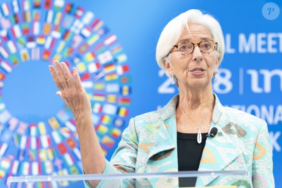 Christine Lagarde parle lors d'un sommet sur l'Indonésie dans les bureaux du FMI à Washington le 1er octobre 2018.