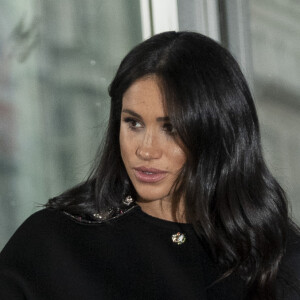 Meghan Markle, duchesse de Sussex lors dde la signature du livre des condoléances à New Zealand House à Londres en hommage aux victimes de la tuerie de Christchurch. Londres, le 19 mars 2019.