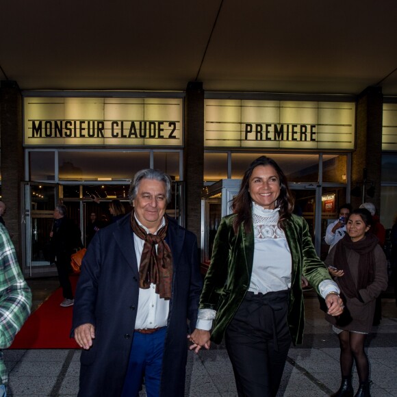 Christian Clavier et sa compagne Isabelle de Araujo lors de la première du film "Monsieur Claude 2" (Qu'est-ce qu'on a fait au Bon Dieu 2) à Berlin en Allemagne le 2 avril 2019.