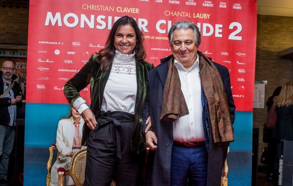 Isabelle de Araujo et son compagnon Christian Clavier lors de la première du film "Monsieur Claude 2" (Qu'est-ce qu'on a fait au Bon Dieu 2) à Berlin en Allemagne le 2 avril 2019.
