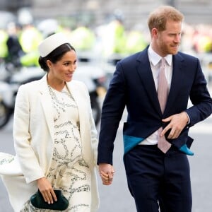 Meghan Markle, duchesse de Sussex (enceinte) et le prince Harry, duc de Sussex - Arrivée de la famille royale britannique à la messe en l'honneur de la journée du Commonwealth à l'abbaye de Westminster à Londres, le 11 mars 2019.