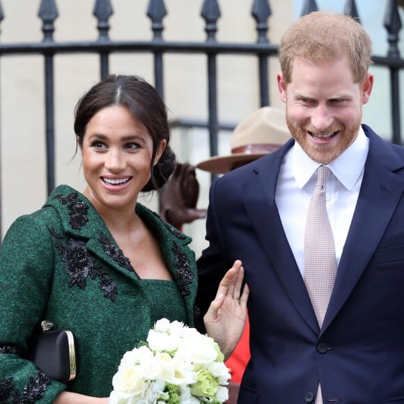 Le prince Harry, duc de Sussex, Meghan Markle, enceinte, duchesse de Sussex, lors de leur visite à Canada House dans le cadre d'une cérémonie pour la Journée du Commonwealth à Londres le 11 mars 2019.