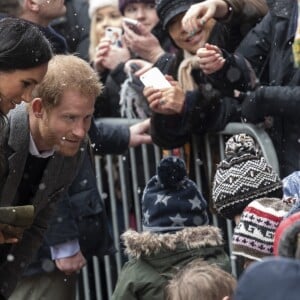 Le prince Harry, duc de Sussex, et Meghan Markle, duchesse de Sussex, enceinte, visitent le théâtre Bristol Old Vic. à Bristol le 1er février 2019.