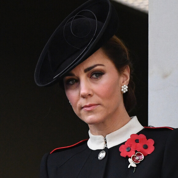 Catherine (Kate) Middleton, duchesse de Cambridge lors de la cérémonie du centenaire de l'armistice du 11 novembre 1918 au palais de Whitehall à Londres, Royaume Uni, le 11 novembre 2018.