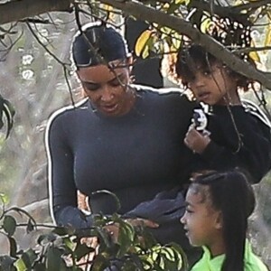 Exclusif - Kim Kardashian passe la journée avec ses enfants North West et Saint West à Los Angeles, le 28 janvier 2019.