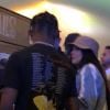 Exclusif - Kylie Jenner et son compagnon Travis Scott se rendent au festival Coachella, Kylie porte un bob beige et un ensemble en jean tye and dye. Indio, le 13 avril 2019. Exclusive - for Germany please call for price Kylie Jenner and Travis Scott are ready for some fun on day two of Coachella! The couple could be seen waiting to order some drinks and chatting with fellow festival goers. Indio, April 13th 2019.13/04/2019 - Indio