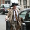 Exclusif - Pete Doherty quitte les studios de la BBC, dans la poche intérieur de son manteau il transporte une bouteille. Londres, le 12 avril 2019.