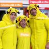 Louis Ducruet avec son ami Toma et son demi-frère Michaël Ducruet en Pikachu lors de son enterrement de vie de garçon à Tokyo au Japon en avril 2019. Instagram.
