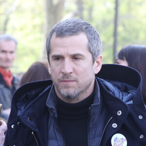 Guillaume Canet à la sortie de l'hommage à Agnès Varda dans la Cinémathèque française avant ses obsèques au cimetière du Montparnasse à Paris, France, le 2 avril 2019.