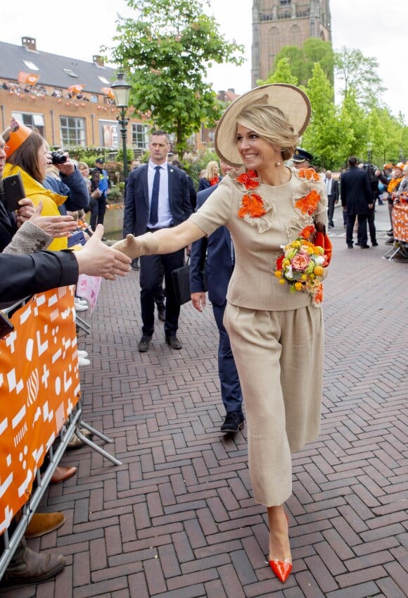 La reine Maxima des Pays-Bas lors des célébrations du King's Day à Amsfoort le 27 avril 2019 pour les 52 ans du roi Willem-Alexander des Pays-Bas.