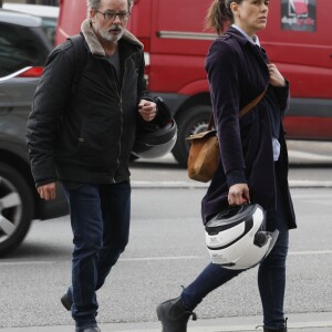 Exclusif - Christophe Aléveque et sa compagne Serena Reinaldi - Hommage à Julien Lauprêtre à l'Hôtel de ville de Paris le 2 mai 2019. © CVS/Bestimage