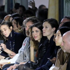 Lisi Herrebrugh, Charlotte Casiraghi, Jo Ellison - Défilé des 10 stylistes en compétition pour le Prix Chloé au Hangar de la Mouture - Salin des Pesquiers, lors de la 34ème édition du festival de Mode, de Photographie et d'Accessoires de mode à Hyères le 26 avril 2019. © Dominique Jacovides/Bestimage